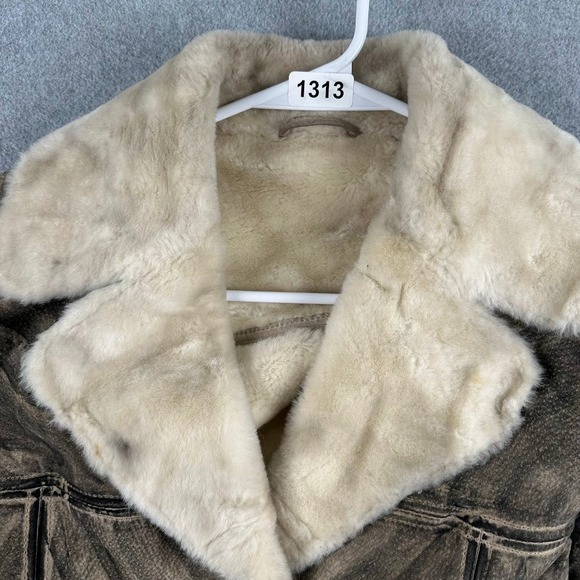 Winlit Womens Shearling Lined Genuine Leather Jacket Brown Zebra Print - Picture 14 of 14